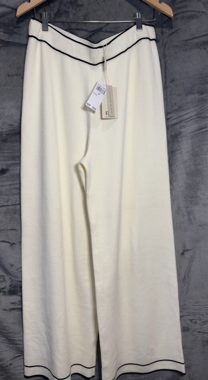 Ellie MSRP $78.00 White Wide Leg Sweater Pants L